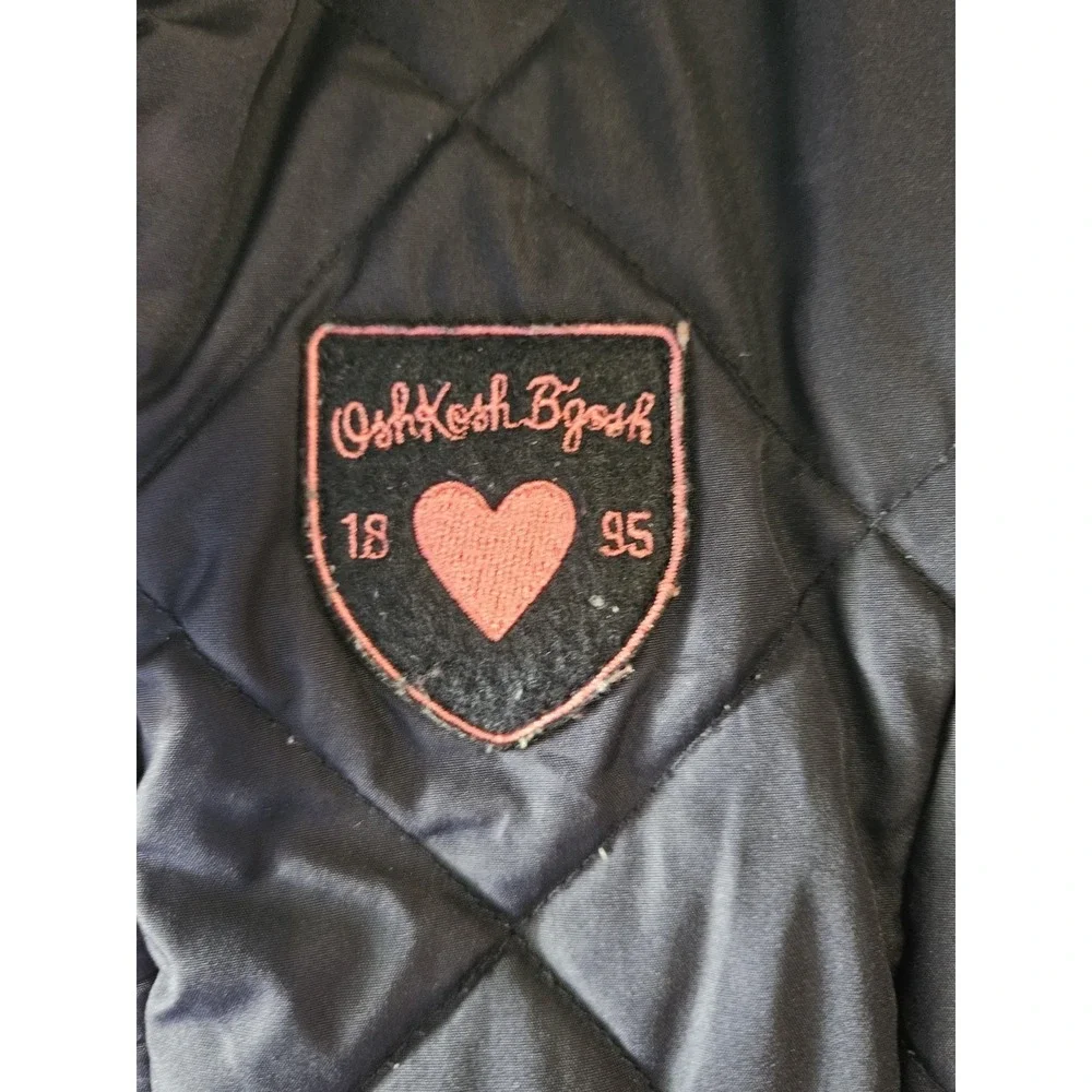 OshKosh B'gosh Girls Jacket Size 5/6 Navy Pink Quilted Puffer Coat Full Zip Warm